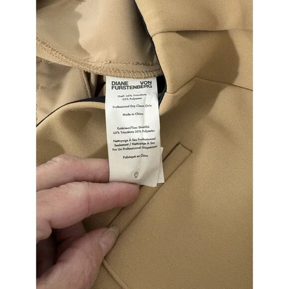 Diane von Furstenberg Women High Rise Pleated Straight Slacks Camel S4 Heavy Wtg - Picture 16 of 16